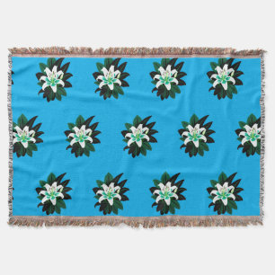 White Lily Flower With Dark Green Leaves Throw Blanket