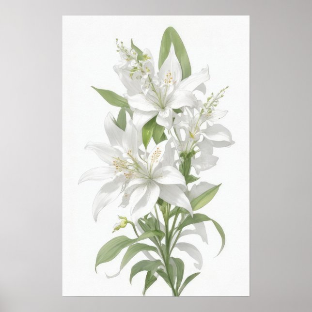 White Lily Flowers Poster (Front)