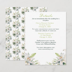 White Lily Flowers Wedding Enclosure Card