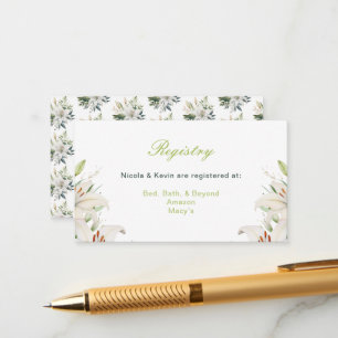 White Lily Flowers Wedding Enclosure Card