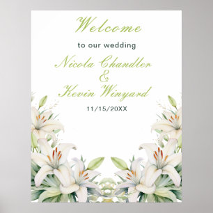 White Lily Flowers Wedding Poster