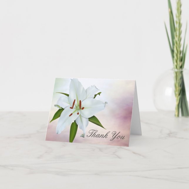 White Lily Funeral Thank You Cards (Front)