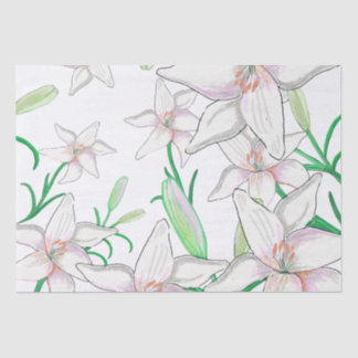 White Lily Illustration Tissue Paper