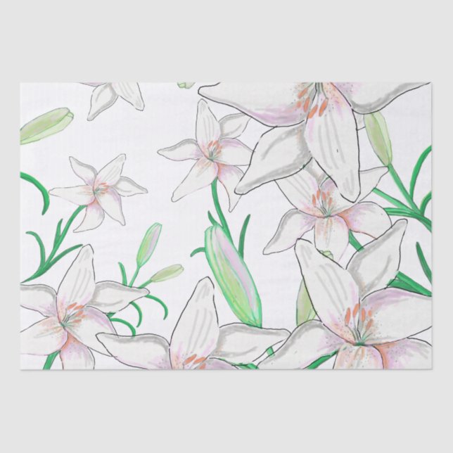 White Lily Illustration   Tissue Paper (Front)