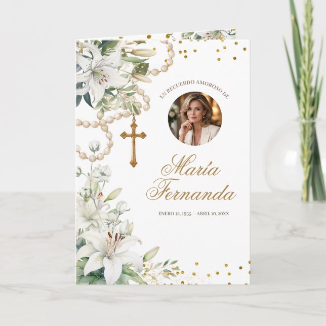 White Lily Memorial Service Program Template (Front)