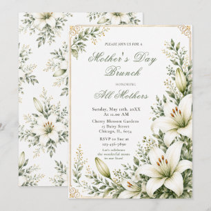 White Lily Mother's Day Brunch Invitation