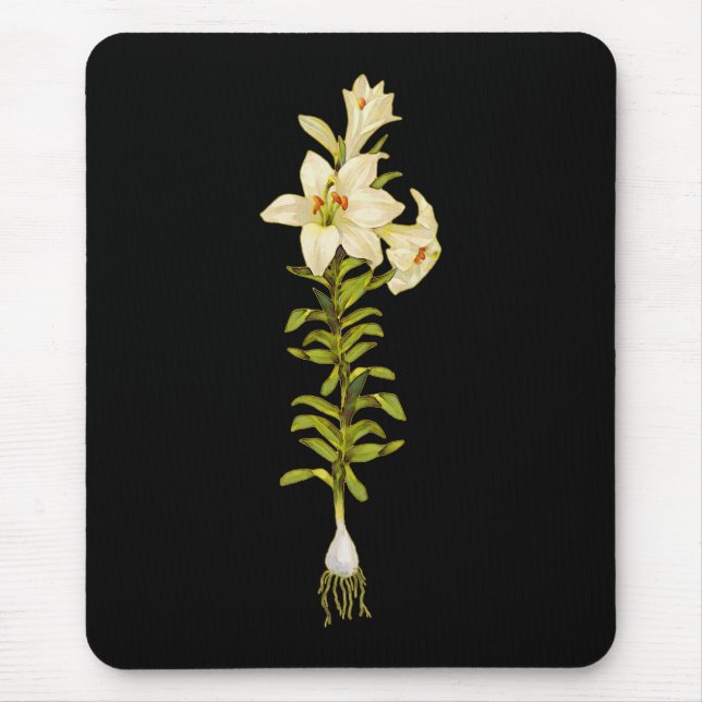 White Lily Mouse Pad (Front)