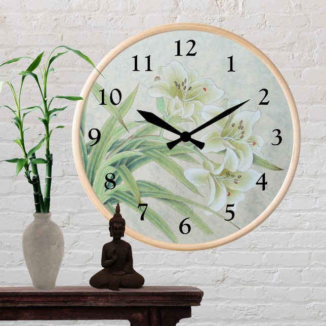 White Lily Round Clock (Creator Uploaded)