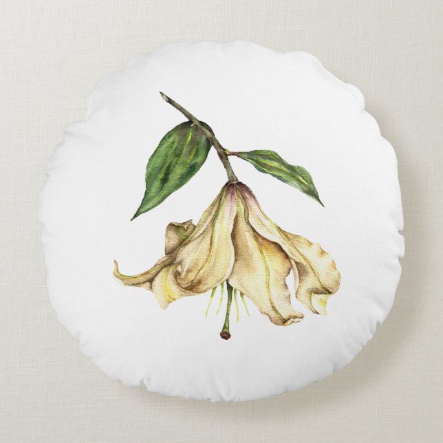 White Lily Round Cushion (Front)