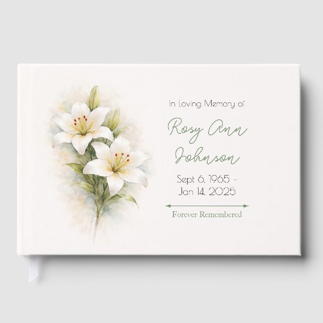 White Lily Sympathy Remembrance Book (Front)