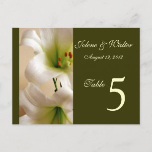 White Lily Table Number Card