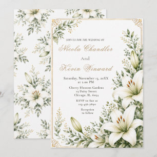 White Lily Wedding Invitation