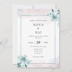 White Lily Wedding Invitation – Watercolor Floral