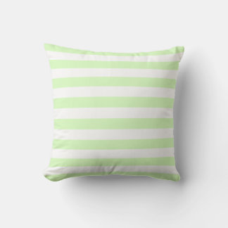 White & Lime Green Pastel Lines Pattern Cushion