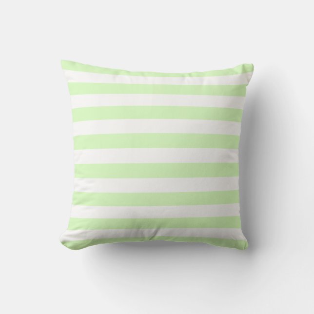 White & Lime Green Pastel Lines Pattern Cushion (Front)
