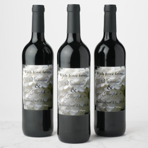 White Lime Hydrangea Wedding Thank You Wine Label