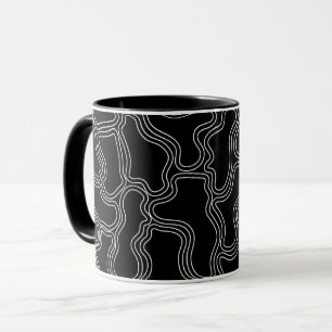 WHITE LINE SHAPES PATTERN  MUG