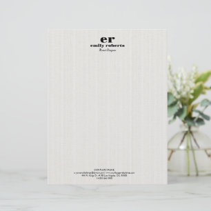 White Linen Burlap Grey Typography Custom Letterhead
