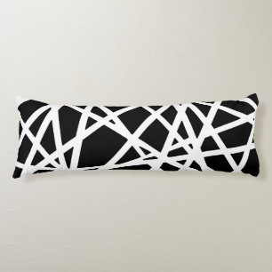 White Lines And Irregular Black Shapes Abstract Body Cushion