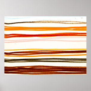 White Lines Pattern. Geometric Stripes Ink Drawing Poster