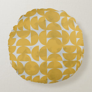 White Lines Pattern. Geometric Stripes Ink Drawing Round Cushion