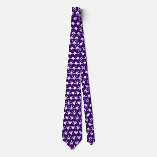 White Linked Stars - Dark Purple Tie (Front)