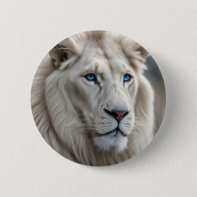 White Lion 6 Cm Round Badge (Front)