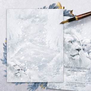 White Lion & Cub on Ice - Holiday Stationery Paper