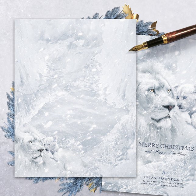 White Lion & Cub on Ice - Holiday Stationery Paper (Creator Uploaded)