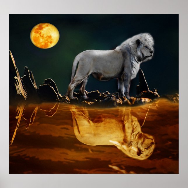 White Lion Guarding the Night Poster (Front)