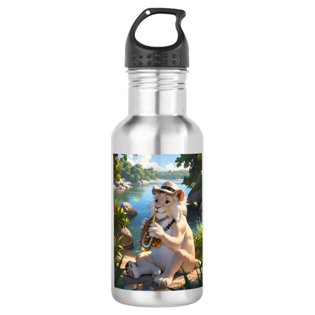 White Lion Saxophonist T-Shirt 532 Ml Water Bottle (Front)