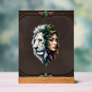 White Lion & Woman Acrylic Sign
