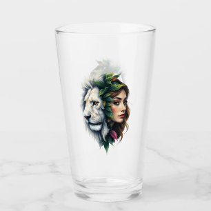 White Lion & Woman Glass