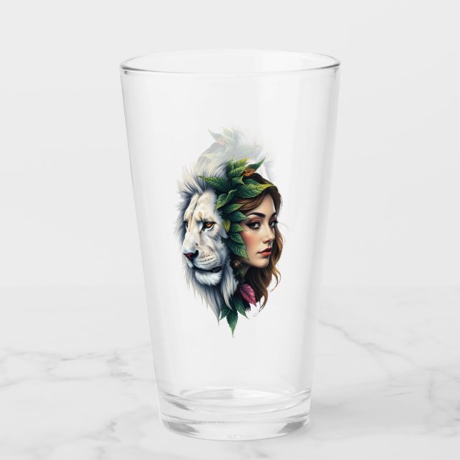 White Lion & Woman  Glass (Front)