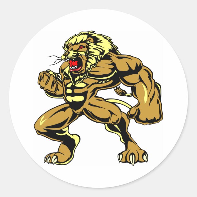 White Lionman Leo Classic Round Sticker (Front)