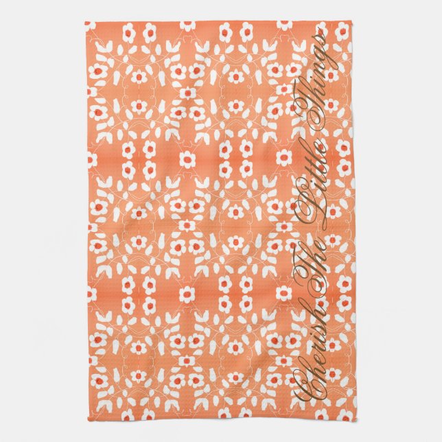 White Little Bloom Pattern Tea Towel (Vertical)