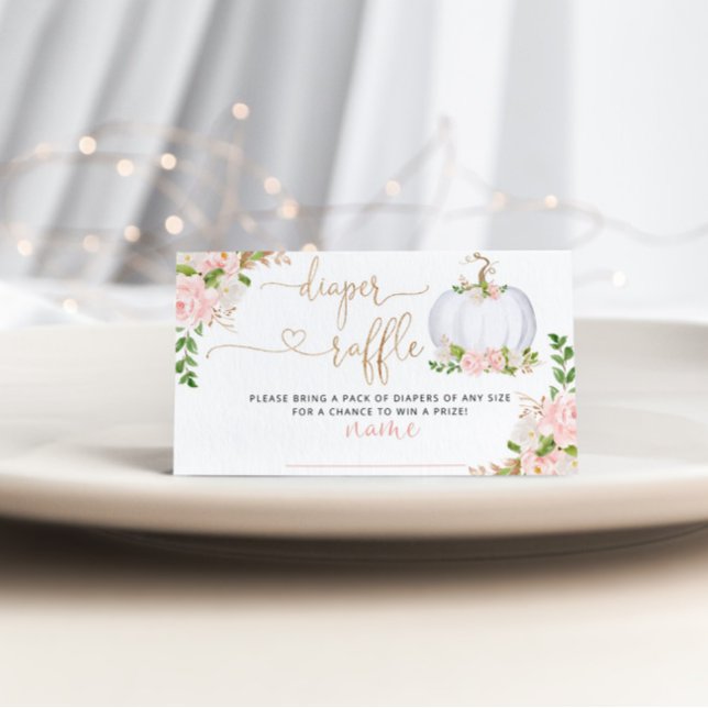 White Little pumpkin fall diaper raffle ticket Enclosure Card (Creator Uploaded)