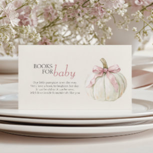 White Little Pumpkin Pink Bow Girl Books for Baby Enclosure Card