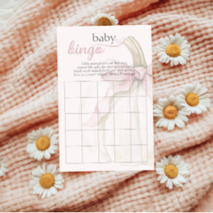 White Little Pumpkin Pink Polka Dots Baby Bingo