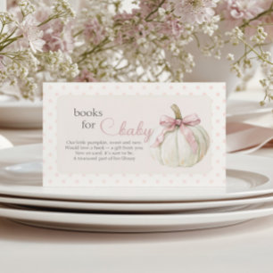White Little Pumpkin Pink Polka Dots Book for Baby Enclosure Card