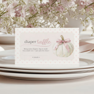 White Little Pumpkin Pink Polka Dots Diaper Raffle Enclosure Card