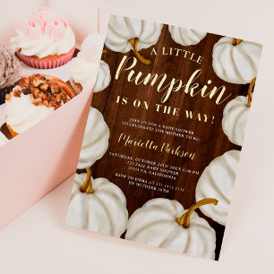 White Little pumpkin wood fall baby shower