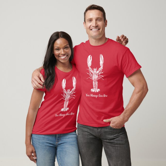 White Lobster Graphic Custom Message T-Shirt (Unisex)