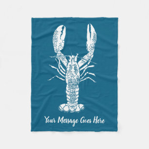 White Lobster Graphic Message  Fleece Blanket