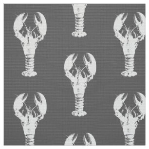 White Lobster on Grey / Grey Fabric