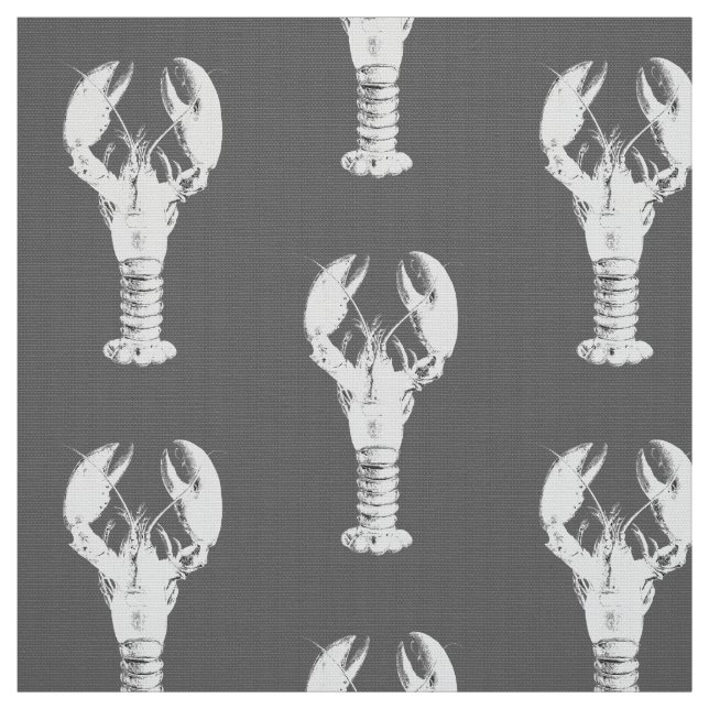 White Lobster on Grey / Grey Fabric (Swatch)