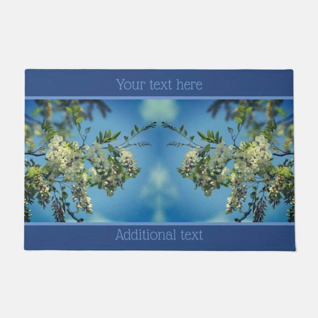 White Locust Flower Blossoms Personalised Doormat (Front)