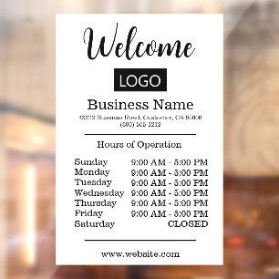 White Logo Hours of Operation Opening Times