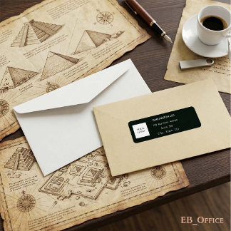 White Logo on Black Background Business Address