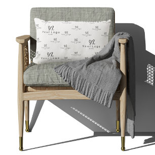 White Logo pattern Business Brand Simple Company L Lumbar Cushion